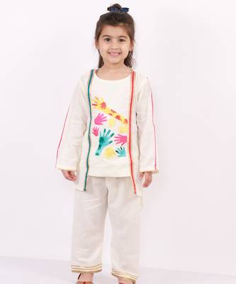 Colorful holi hands embroidered kurta pyjama 1