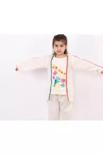 Colorful holi hands embroidered kurta pyjama