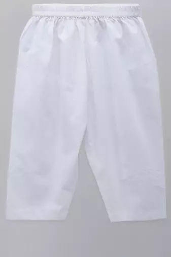 Tricolor pom pom gota finishing white kurta pyjama