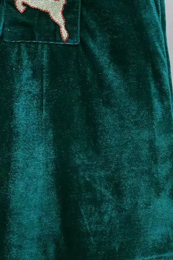 Green velvet christmas reindeer dress