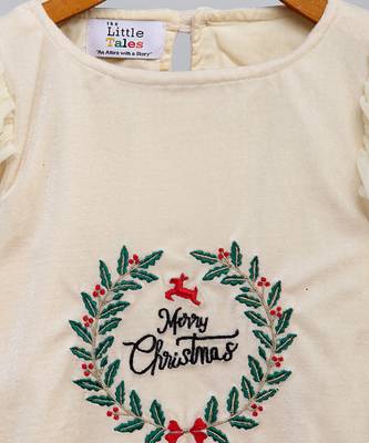 Off white velvet merry christmas dress 3