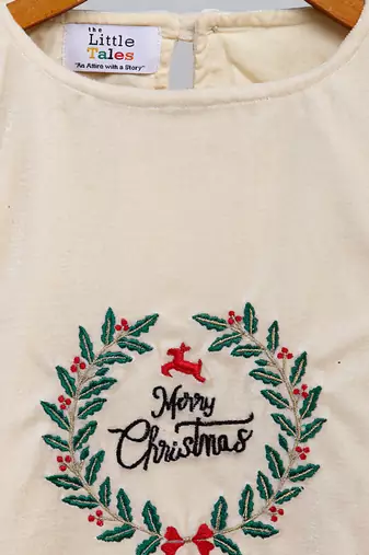 Off white velvet merry christmas dress