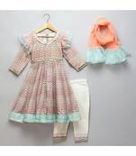 Digital printed anarkali with contrast dupatta and trousers