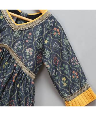 Black printed high low sharara set 2