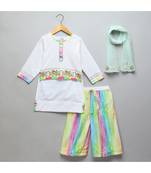 Happy holi kids printed high low kurta pyjama set