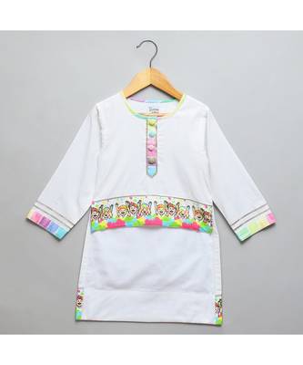 Happy holi kids printed high low kurta pyjama set 4