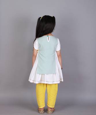 Kite embroidered blue white frock pyjama set 2