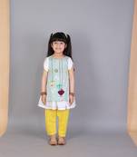 Kite embroidered blue white frock pyjama set