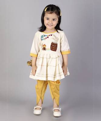 Offwhite lohri embroidery angrakha dhoti set 1