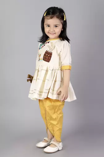 Offwhite lohri embroidery angrakha dhoti set
