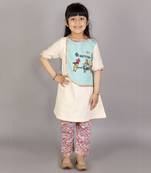 Kids playing holi multi embroidery a-line kurta pyjama set