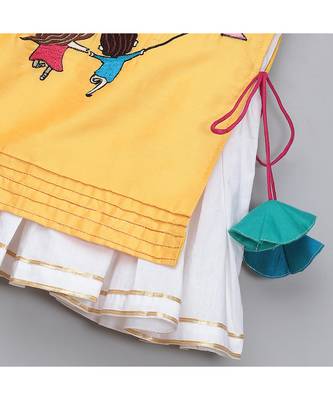 Kite embroidered yellow white frock pyjama set 2