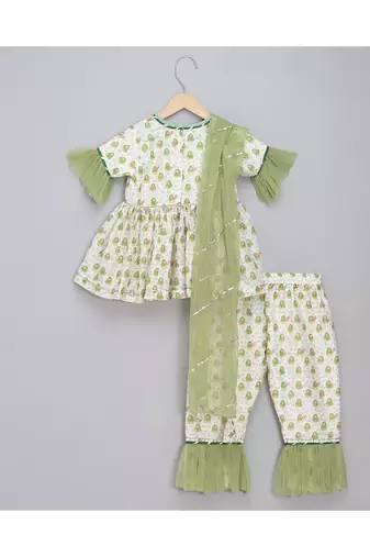 Eid printed kurta set with attached dupatta