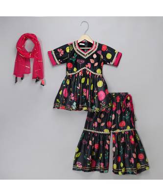 Black print multicolor sharara set 1