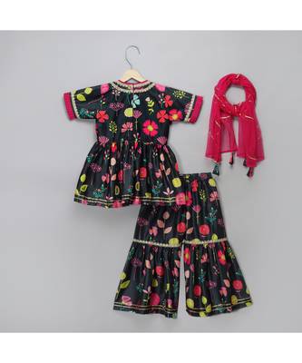 Black print multicolor sharara set 3