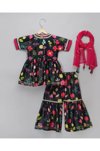 Black print multicolor sharara set