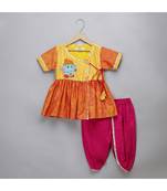 Ganpati embroidered orange yello dhoti set