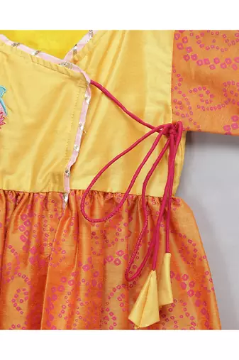 Ganpati embroidered orange yello dhoti set