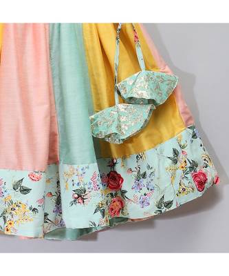Green floral printed off shoulder lehnga set 2