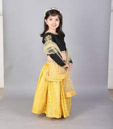 Black emb blouse with cotton zari lehnga