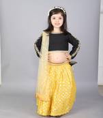 Black emb blouse with cotton zari lehnga