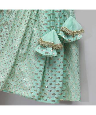 Pastel green organza frill chanderi lehnga set 2