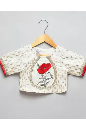 Offwhite embroidered chanderi lehnga set