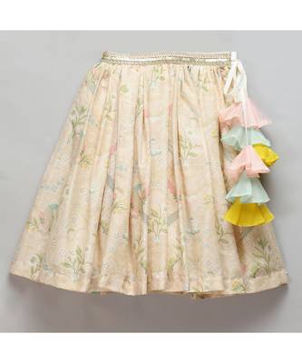 Pastel frill blouse with parrot print lehnga 5