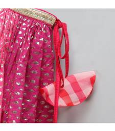 Pink lehriya frill blouse and chanderi lehnga set