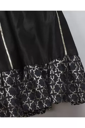 Black chanderi off shoulder lehnga set