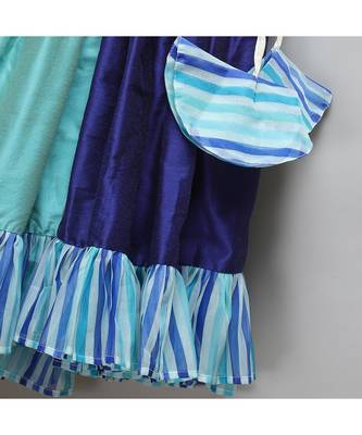 Blue lehriya frill blouse and lehnga set 2