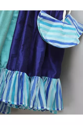 Blue lehriya frill blouse and lehnga set