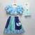 Blue lehriya frill blouse and lehnga set