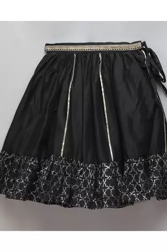 Black chanderi off shoulder lehnga set