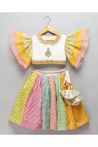 Pastel multi colors lehnga set