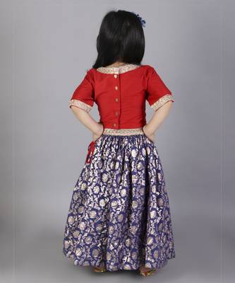 Red and blue zari embroidery lehnga set 2