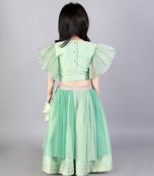 Green zari organza blouse with net lehnga