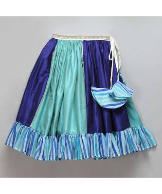 Blue lehriya frill blouse and lehnga set 5