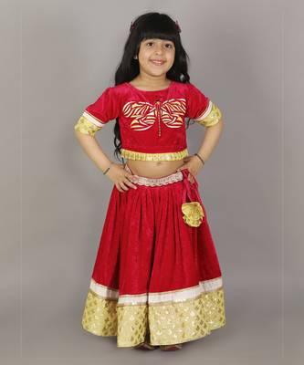 Pink velvet embroidered blouse with lehnga 1