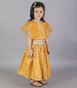 Orange zari organza blouse with cotton zari lehnga