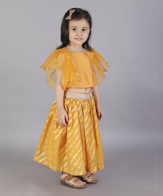 Orange zari organza blouse with cotton zari lehnga 2