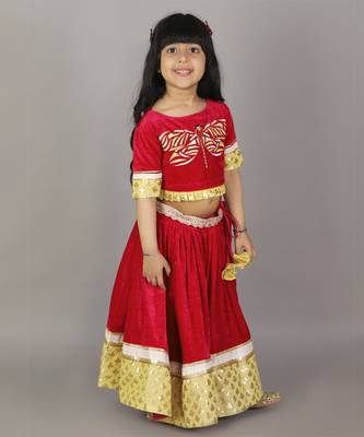 Pink velvet embroidered blouse with lehnga 3