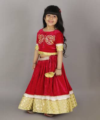 Pink velvet embroidered blouse with lehnga 4