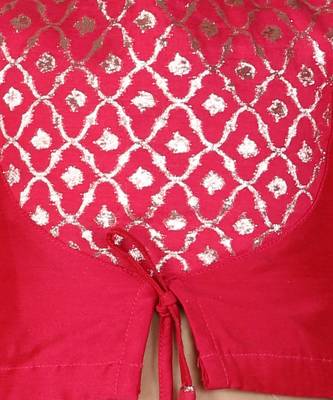 Fuschia pink ruffled blouse with cotton zari lehnga 2