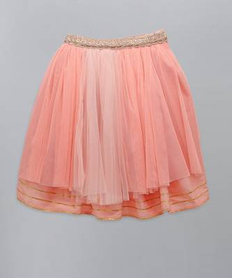 Peach frilly top with double layered net lehnga 5