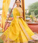 Yellow Haldi Mirror Work Lehenga Set for Women
