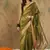 green zari woven organza saree with unstitched blouse piece