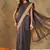 navy blue zari woven organza saree with unstitched blouse piece