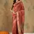 rust zari woven organza saree with unstitched blouse piece