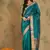 teal zari woven organza saree with unstitched blouse piece